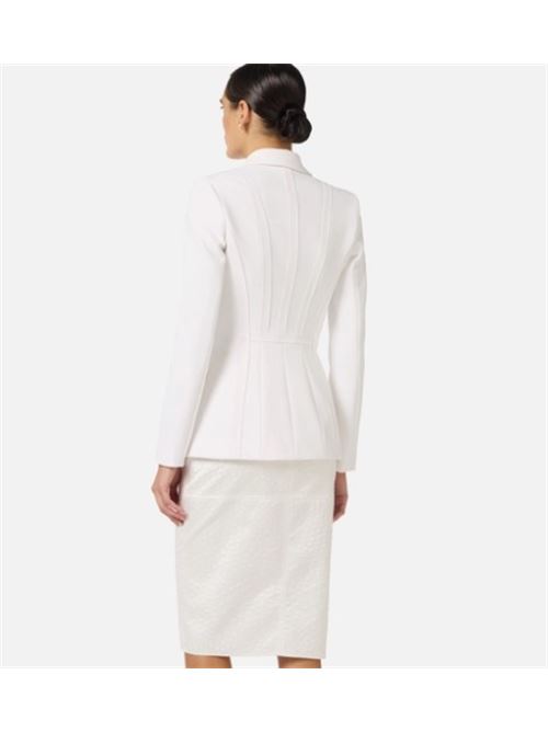 Double-stretch crepe jacket with raw-cut motifs ELISABETTA FRANCHI | GI21661E2.360